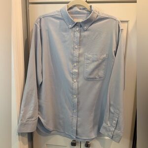 American Eagle Oversized Sky Blue Oxford Button-Up Shirt
